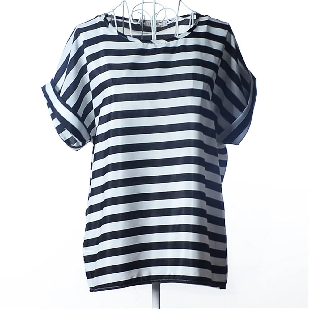 Summer Stars Blouse Women Sunflower Bird Chiffon Print Blouse Stripe Plaid Shirt Cross Love Blouse Short Sleeve Lipstick Shirts (39)