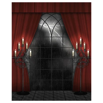 

Top Deals Photography Backdrop Indoor 150x200cm Halloween Background Red Curtain Studio Background, Horror rainy night