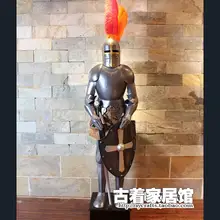 Vintage armor of European Medieval Knight / life sized iron Samurai decoration bar restaurant decoration 2M
