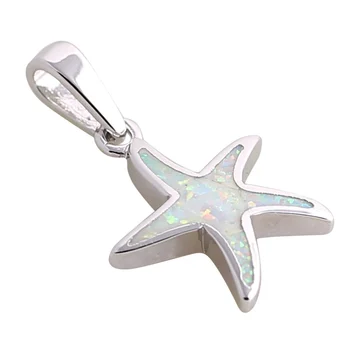 

Women Jewelry White Opal Silver Color Star Charm Necklaces Pendant For Women P023