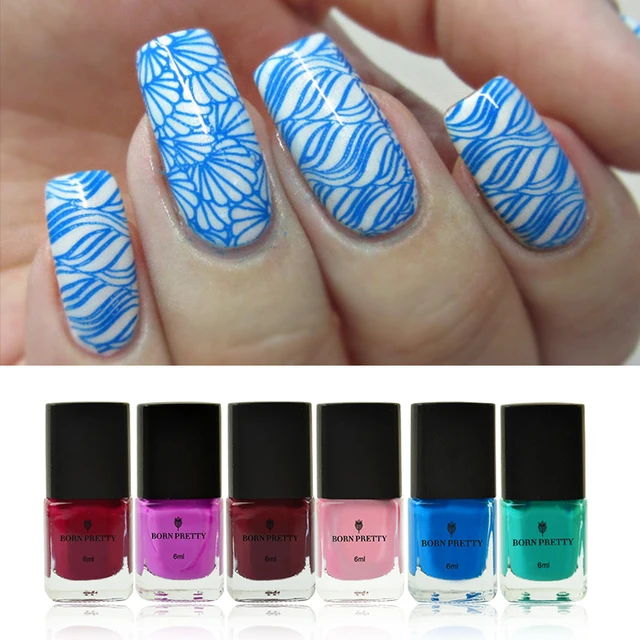 6 Bottles 6ml Red Pink Green Stamping Nail Polish Printing 6 Bottles 6ml Red Pink Green Stamping Nail Polish Printing Art Varnish Plate