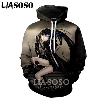 

LIASOSO 2019 Winter New Men Women Sweatshirt 3D Print Anime Black Rock Shooter Hoodie Long Sleeve Top Harajuku Pullover B181-20