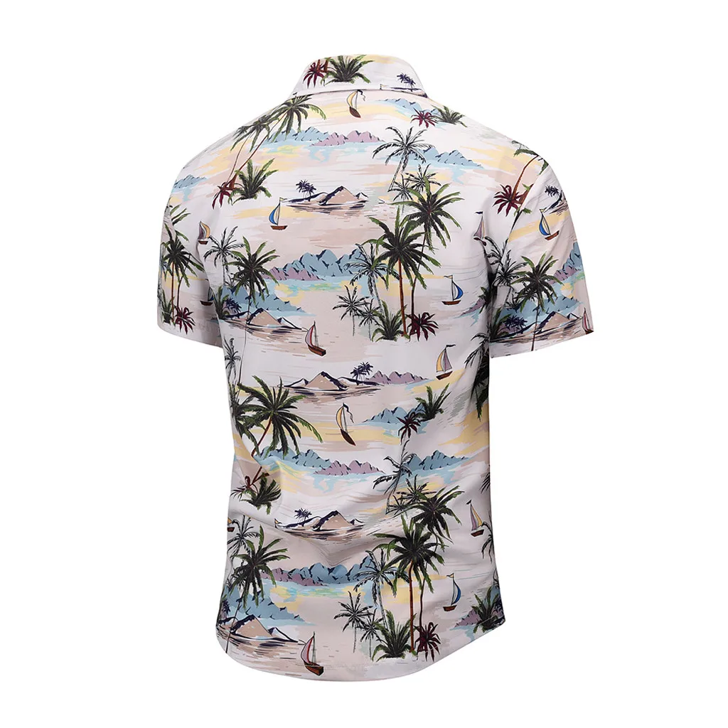 Мужская блузка с 3D принтом Новая летняя рубашка с короткими рукавами Модный Топ Мужской Гавайский пляжный праздник свободный отложной