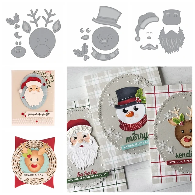 mix christmas santa claus snowman moose metal cutting dies stencils santa claus craft template
