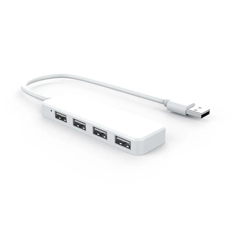 Ультра тонкий 4 Порты и разъёмы USB 2,0 концентратор для MacBook Мульти USB Порты и разъёмы разветвитель ноутбука, настольного компьютера usb-хаб ПК компьютер Портативный USB2.0 HUB адаптер - Цвет: White