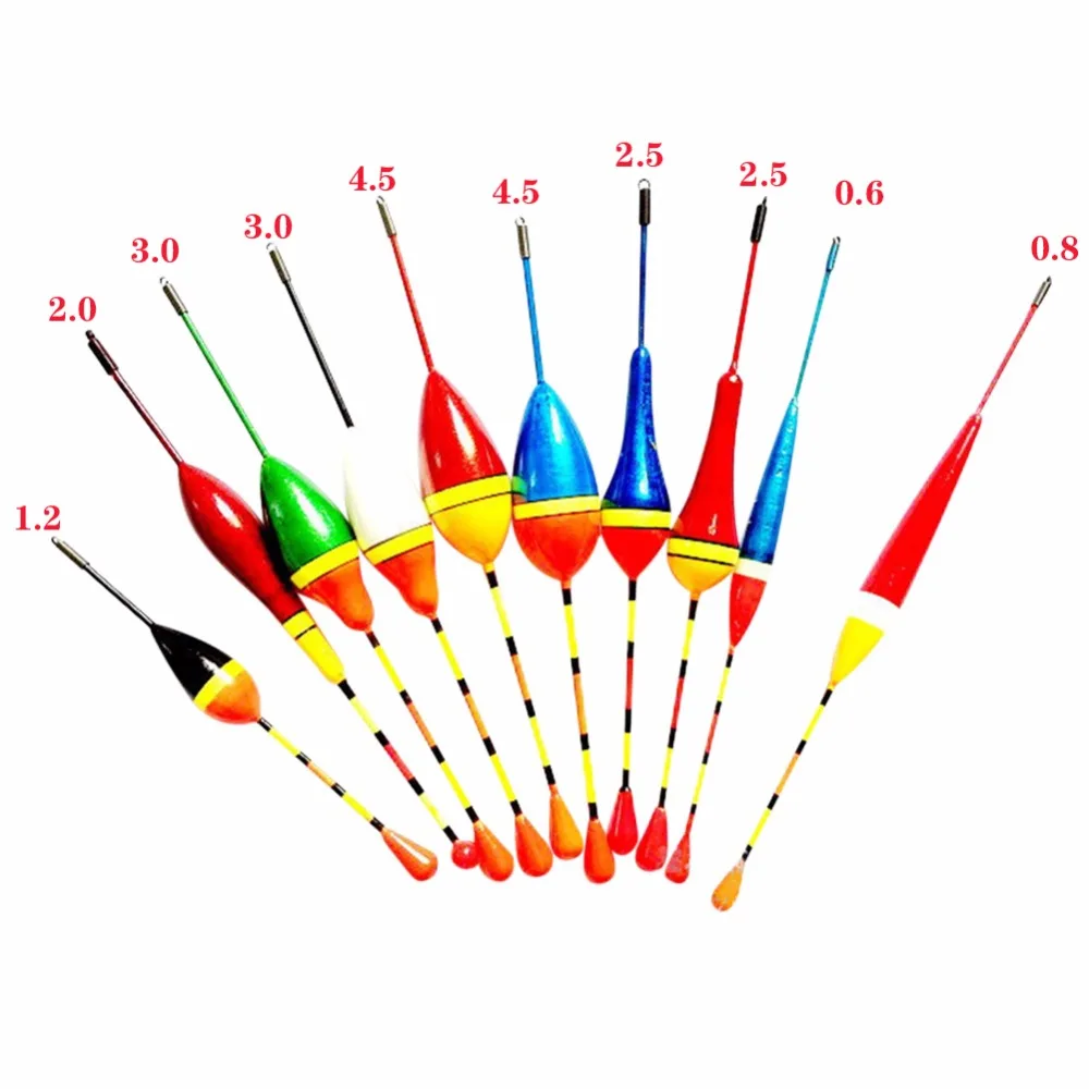 10 шт./партия, набор поплавков для рыбалки, буй, поплавок, светильник для рыбы, палка, поплавки, разные цвета, поплавки для рыбалки