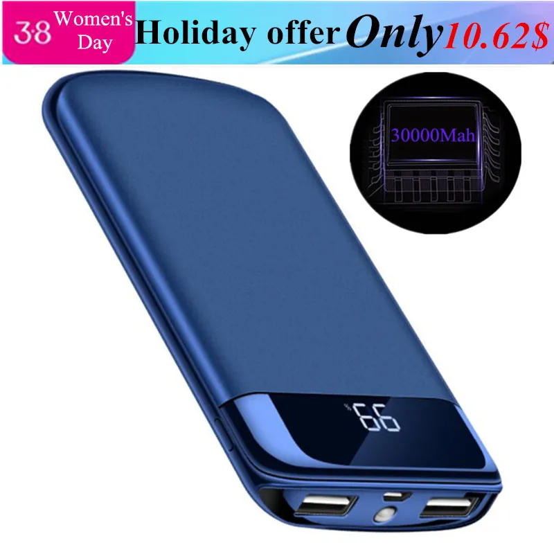 

For Xiaomi iphone 8 X MI Power Bank 30000mah External Battery PoverBank Portable Charger Powerbank 18650 bateria externa movil