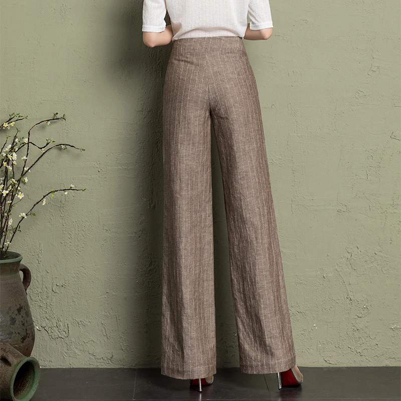 Cotton Linen Wide-leg Pants Summer Women Stripe Trousers Casual Loose Straight Pants Casual Pants Cotton Linen Wide-leg Pants Summer Women Stripe Trousers Casual Loose Straight Pants Casual Pants