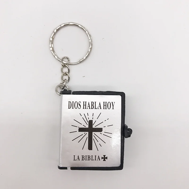 Small Bibles Key Chains for Keepsakes Black Cover Plastic Mini Key