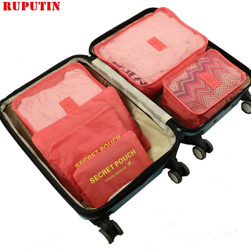 RUPUTIN 6Pcs/set Baggage Travel Organizer Bags Waterproof Project Packing Organizer Travel Bags Clothes Travel Accessories Bags