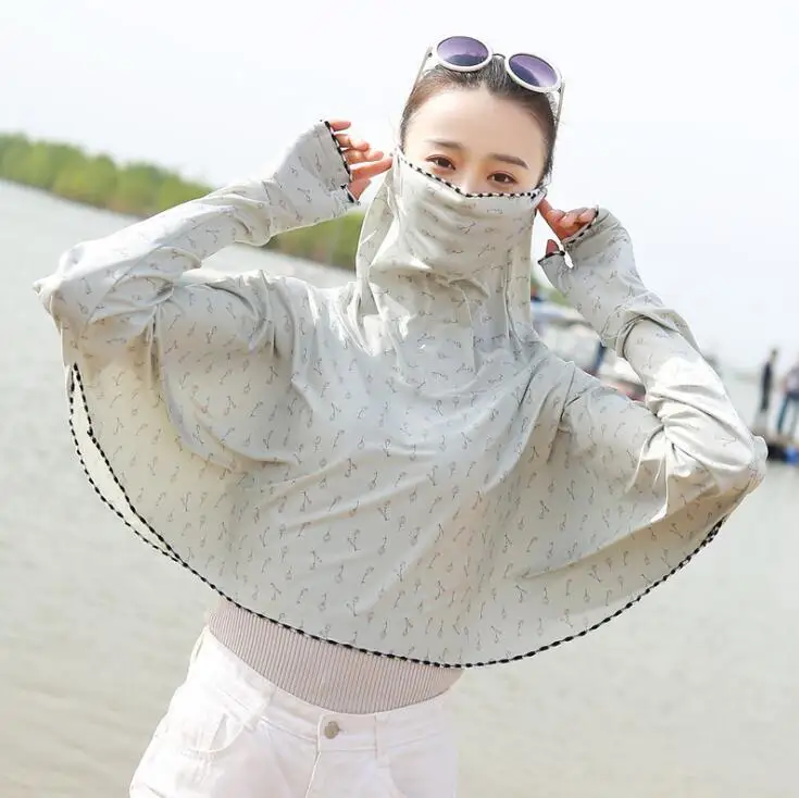 Солнцезащитная шаль женская летняя новая маска для лица маска для шеи дышащая велосипедная УФ-маска с длинными рукавами ледяная шелковая Солнцезащитная одежда