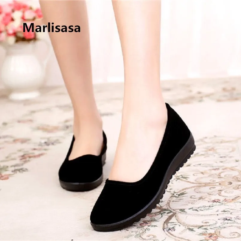 Marlisasa Zapatos De tela negra para Mujer, calzado bonito para primavera y verano, Zapatos De baile Retro Para Hotel, F3196|Zapatos planos de - AliExpress