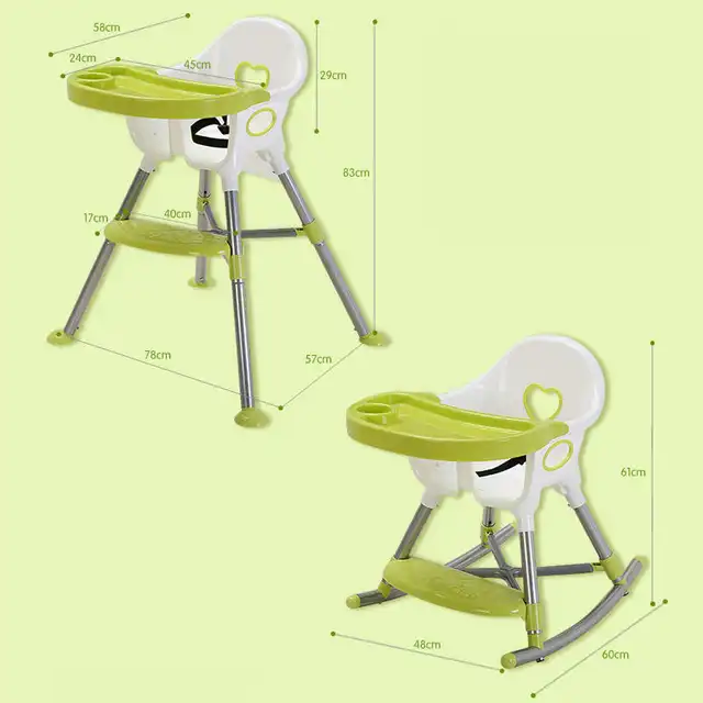 3 In 1 Baby High Chair Convertible Cradle Booster Seat Toddler