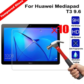 

XSKEMP 10Pcs/Lot 9H Real Tempered Glass Screen Protector For Huawei Mediapad T3 9.6 Tablet PC Anti-scratch Protective Film Guard