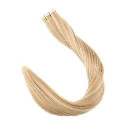 Полный глянцевая лента в натуральные волосы пианино Цвет #24 и #27 Блондинка здоровые, телесные, дымные 100% клей на волосы 20 шт. 50 г клей клейкие