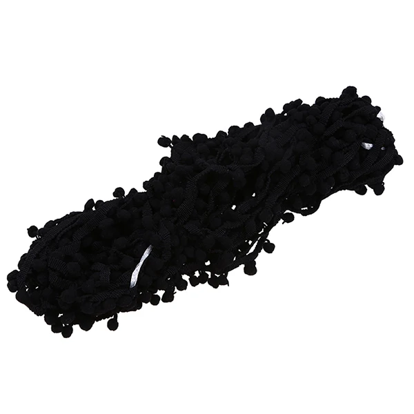 WHISM 20 ярдов бахрома бисером помпон отделка кисточка кружевная лента декоративная тесьма отделка помпон ткань Швейные аксессуары - Цвет: Black