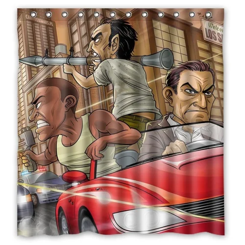 Waterproof Polyester Fabric Grand Theft Auto V Bath Curtains Game GTA5