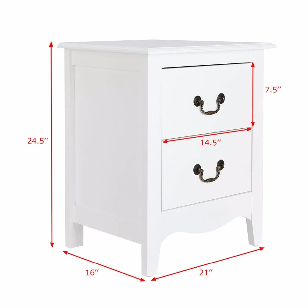 Giantex Nightstand End Beside Table Drawers Modern Storage Bedroom Furniture White Home Furniture HW58623