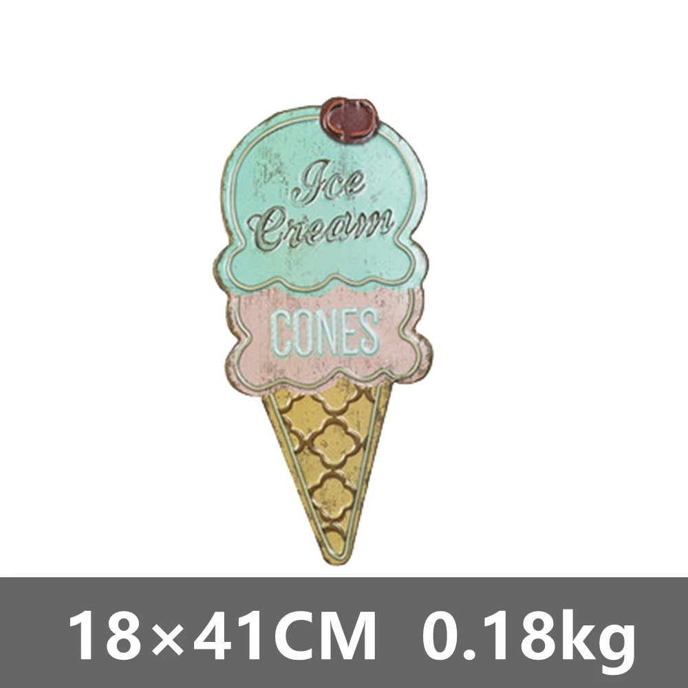 

[ Kelly66 ] ICE CREAM Metal Tin Sign Retro Gift Irregular Wall Plaque Painting Home Pub Party Shop decor L9