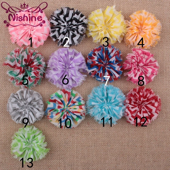 

Nishine 30pcs/lot 2.8" Chiffon Striped Shabby Chic Flower For Women Girl Headband Hair Clip Fashion DIY Hair Accessories