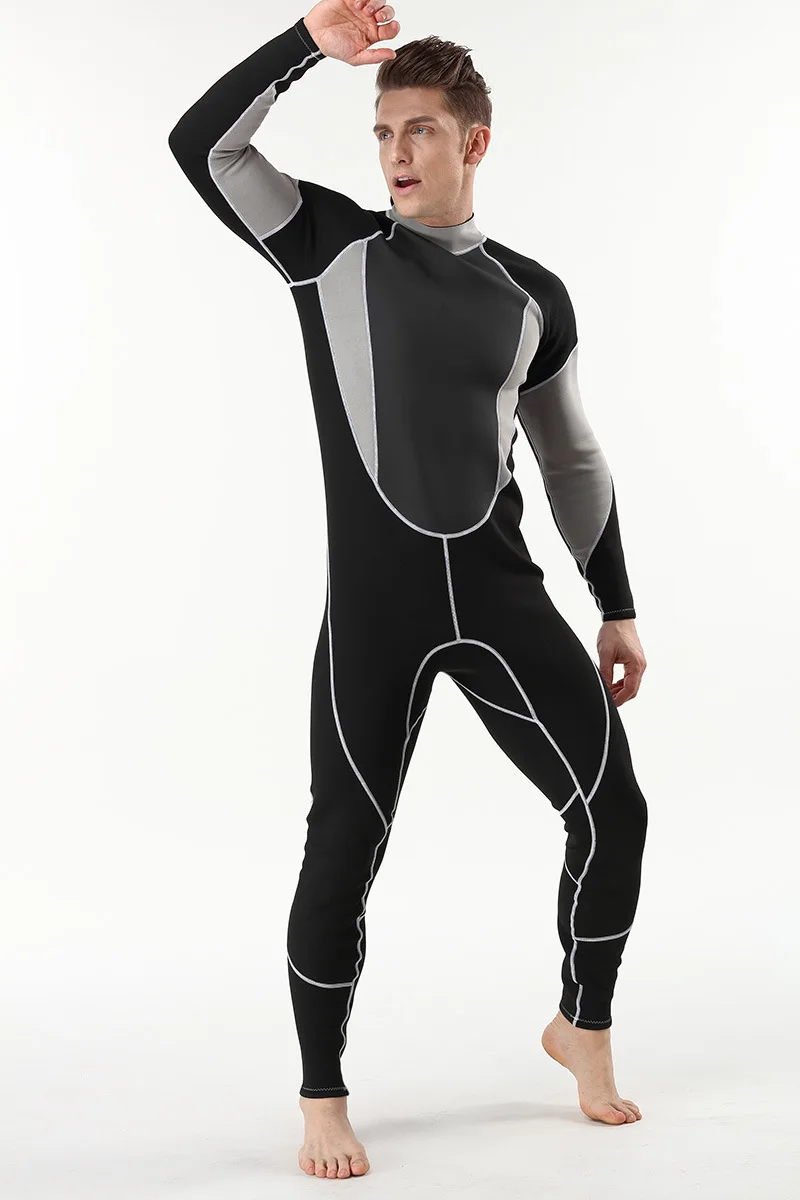 2mm Men Women wetsuit Long sleeved one piece Swimsuit neoprene Triathlon Diving suit Super Elastic Surf wet suit for cold water