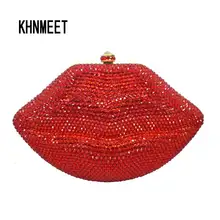 Laisc бриллиантами скороговоркой клатч кристалл мешок партии вечернее платье красные губы Свадьба Кошелек Ежедневные клатчи Для женщин вечерняя сумочка; BS010 sc247