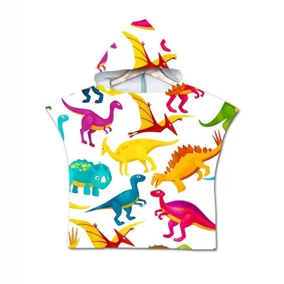 3D Толстовка с принтом динозавра; пляжное полотенце с изображением героев мультфильмов детские, для малышей с капюшоном банное Полотенца для маленьких мальчиков и девочек; Халат с капюшоном; пончо для езды на велосипеде для плавания пляжная одежда - Цвет: J