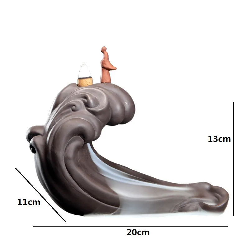 Креативный обратного потока ладан горелка для верховой езды бурные волны фиолетовая глина курильница для дыма водопад курильница домашний офисный Декор