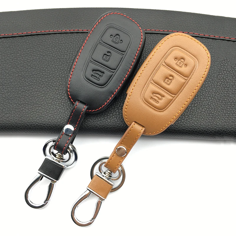 100 leather car key case key cover For Hyundai 3 button remote control