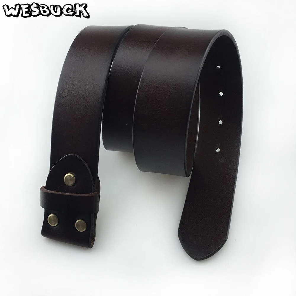 

WesBuck Brand Men Genuine Leather Belt Fashion Real Leather Belts For Men Buckle Black Cowskin Belt Ceinture Homme brown color