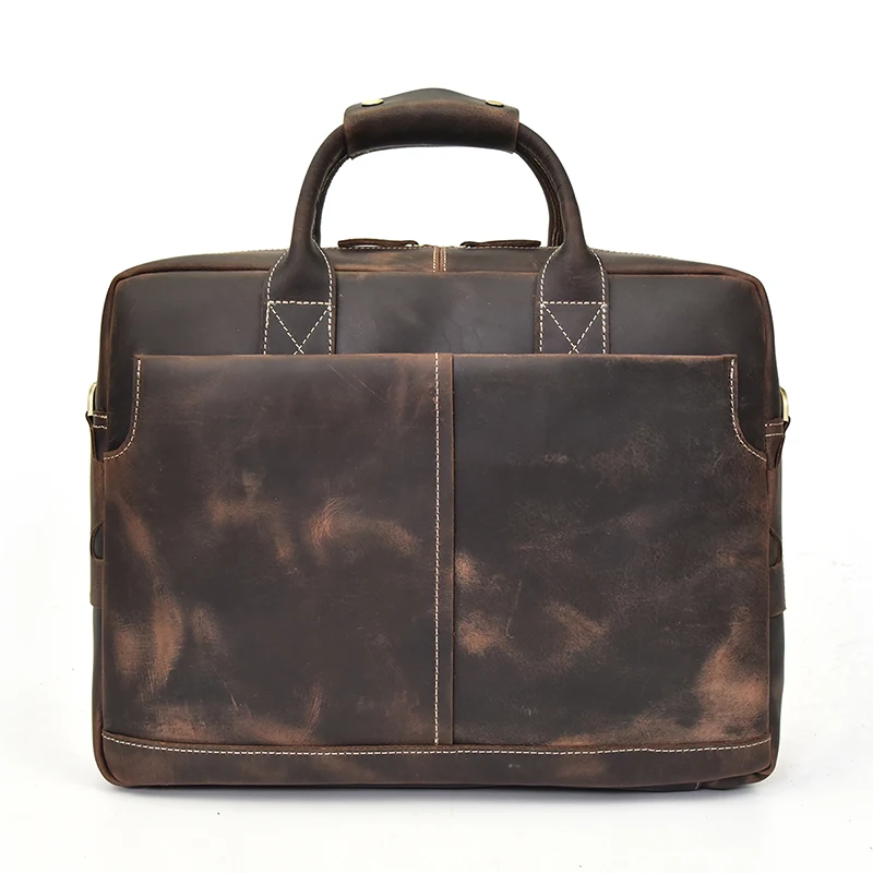 Мужской портфель из натуральной кожи, сумка Crazy horse из коровьей кожи, деловая сумка для ноутбука 15 дюймов, сумка-мессенджер из натуральной кожи, Офисная сумка