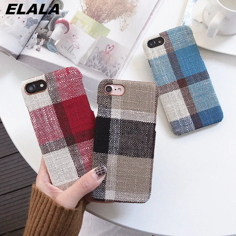 

Cloth Shell Simple Winter Case For iPhone xr Case Silicone Tartan Texture Cover For iphone 6 6S 7 8 Plus X Xs Max 5 5s SE Fundas