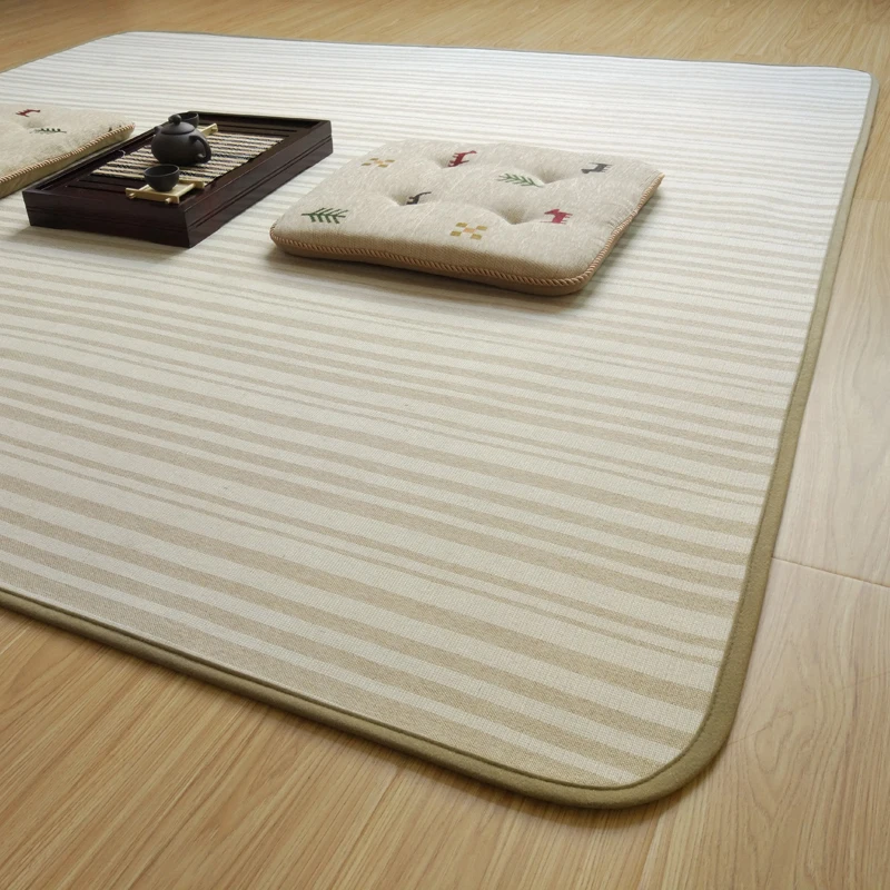 Hand made natural cotton linen surface 180*230cm ground mat for summer