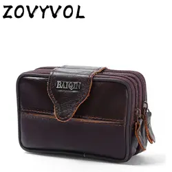 ZOVYVOL Мужская поясная сумка из натуральной кожи с несколькими карманами и несколькими застежками-молниями, поясная сумка с регулируемым