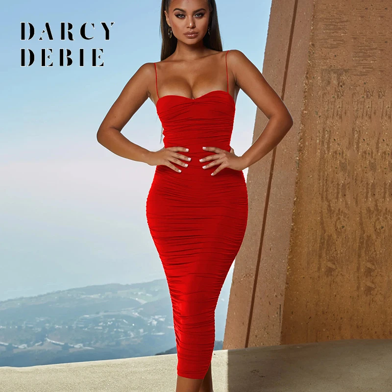 Женское Двухслойное облегающее платье Darcydebie длинное Плиссированное Бандажное