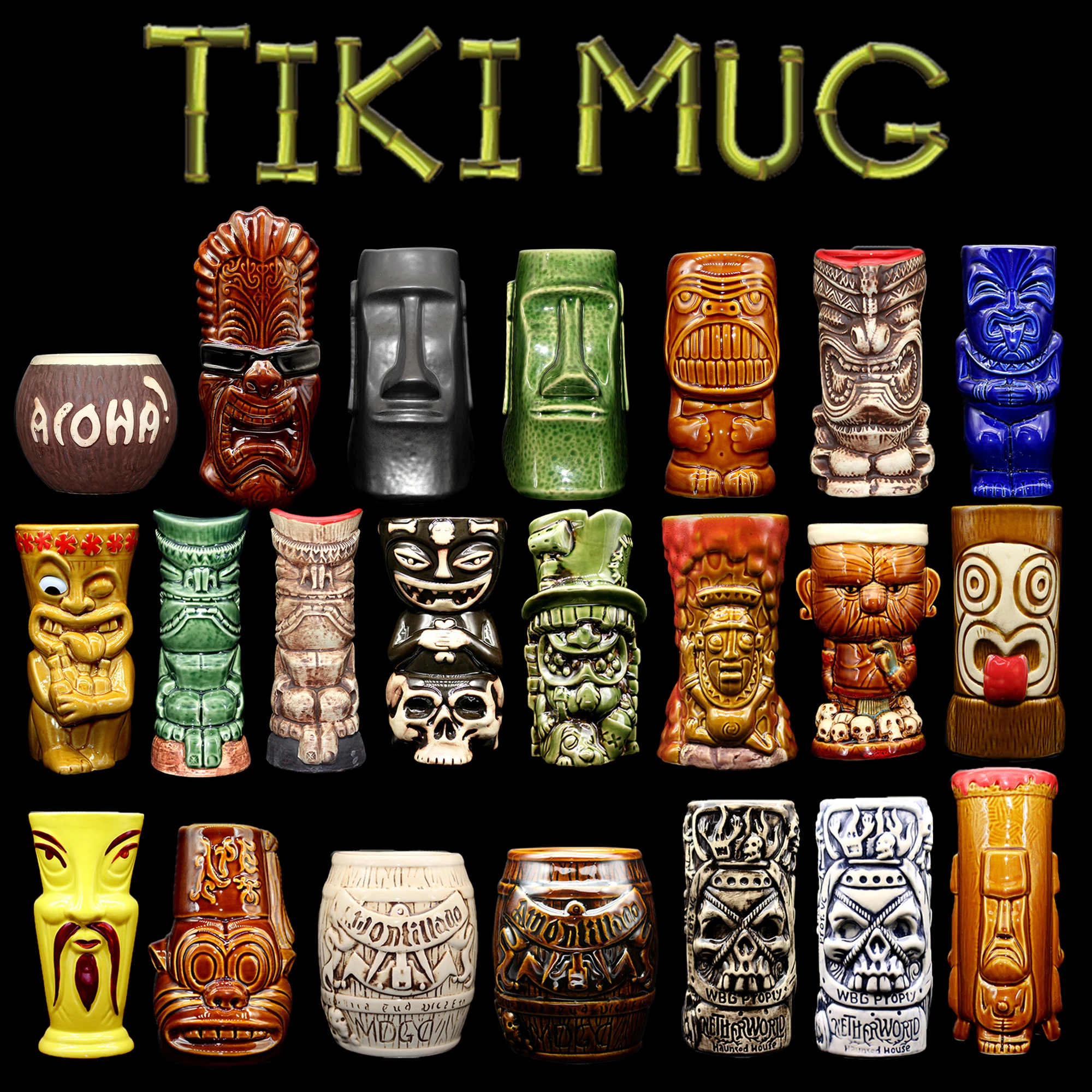 Tiki Cocktail //320 ml-X 1-Céramique Tiki verres à eau environ 318.93 g Hula Girl Tiki Tasse 11.25 OZ
