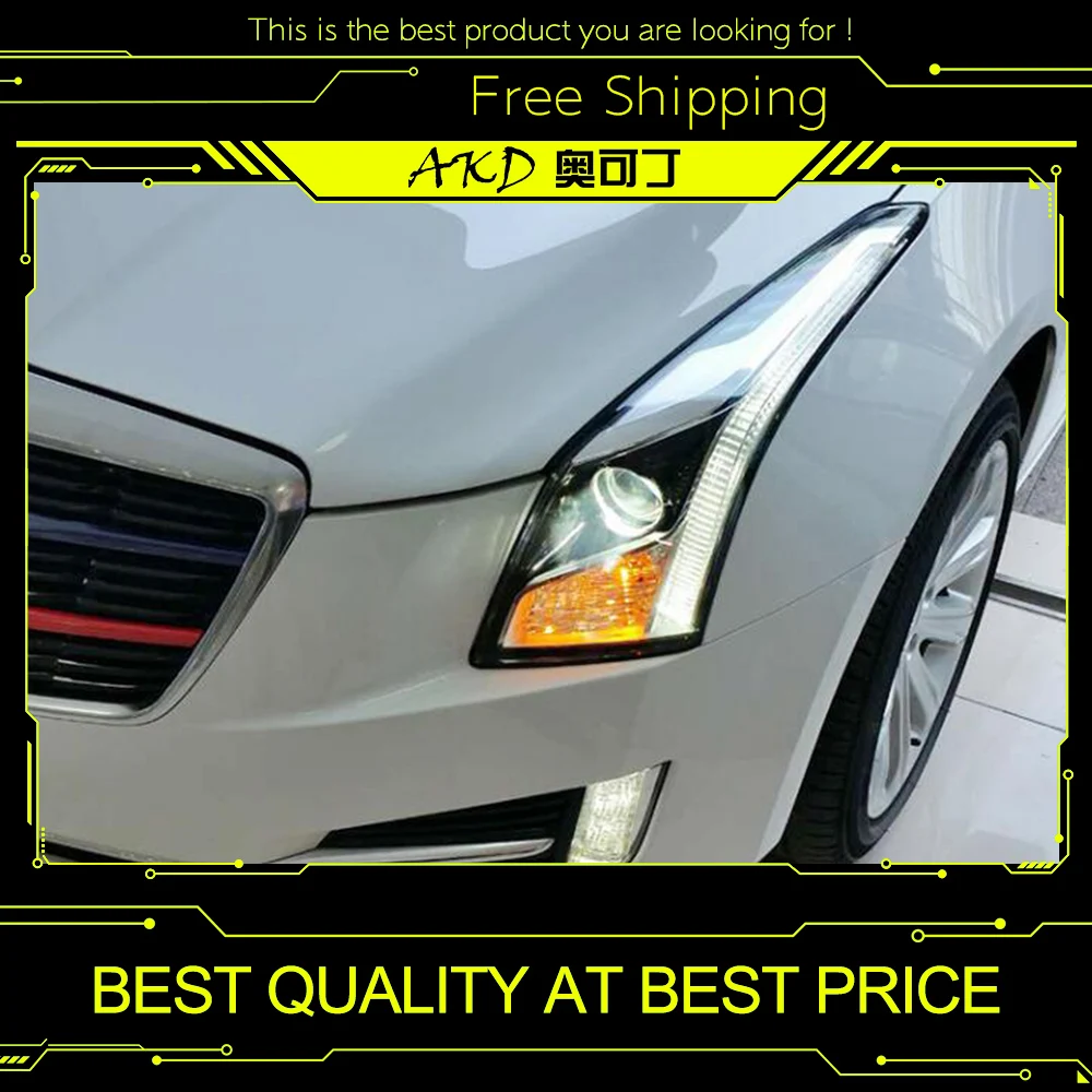

AKD Car Styling for Cadillac ATS Headlights 2014-2015 ATS LED Headlight DRL Bi Xenon Lens High Low Beam Parking Fog Lamp