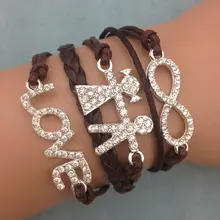 1 шт. бесконечно ручная работа браслет. металл очарование, воск шнур, кожаный браслет, модный драгоценный браслет 3652