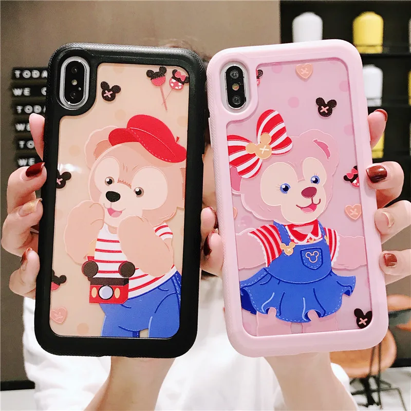 

TPU+PC double-faced Relief Case for iphone X XR XS MAX 7 8 Plus 6 6s Cute Duffy ShellieMay Anime Gelatoni StellaLou and Alice Mermaid princess cover Case for iphone 11 11pro 11pro Max case