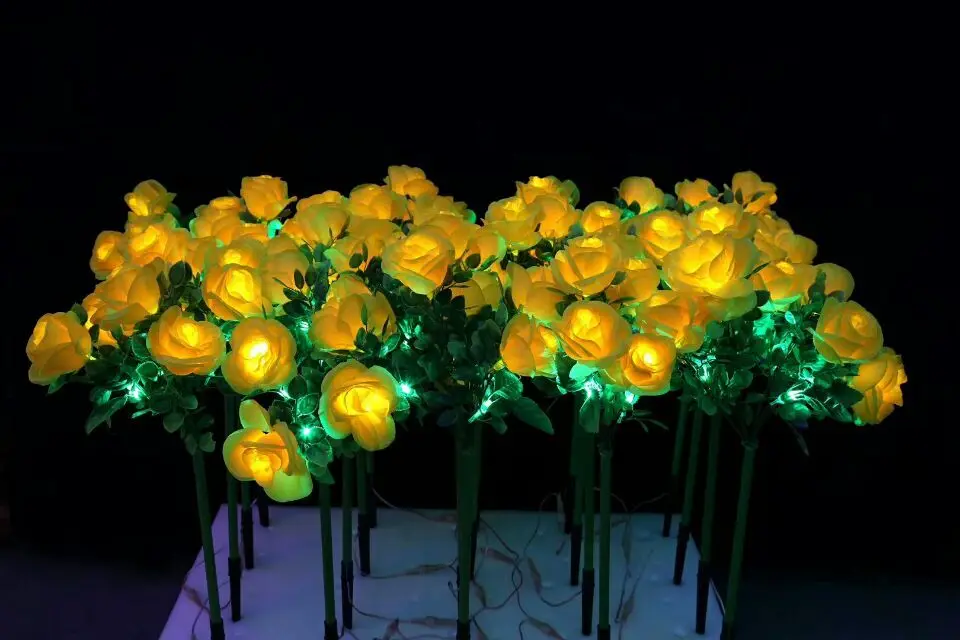 70 см светодио дный LED Желтая роза цветы свет открытый Крытый Рождество Свадьба Праздник вечерние Свет Патио усадьба вилла газон деко