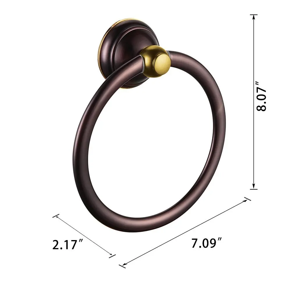 Роскошные твердая латунь Ванная комната полки бронза Полотенца кольцо настенное крепление руку Полотенца кольцо, масло втирают Бронзовый