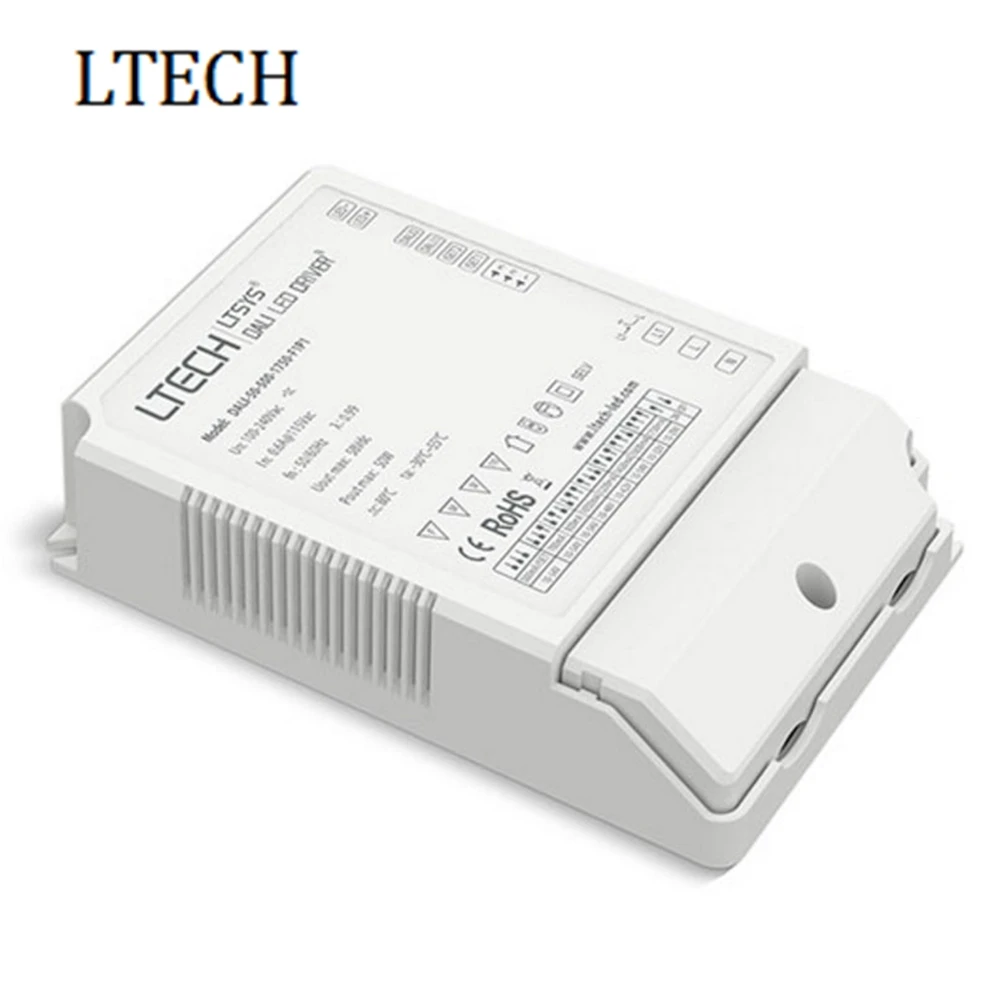 

LTECH 50W DALI Dimming Driver,AC100-240V input;500-1750mA 50W output;DALI/Push Dim Dali Dimmable DALI-50-500-1750-F1P1