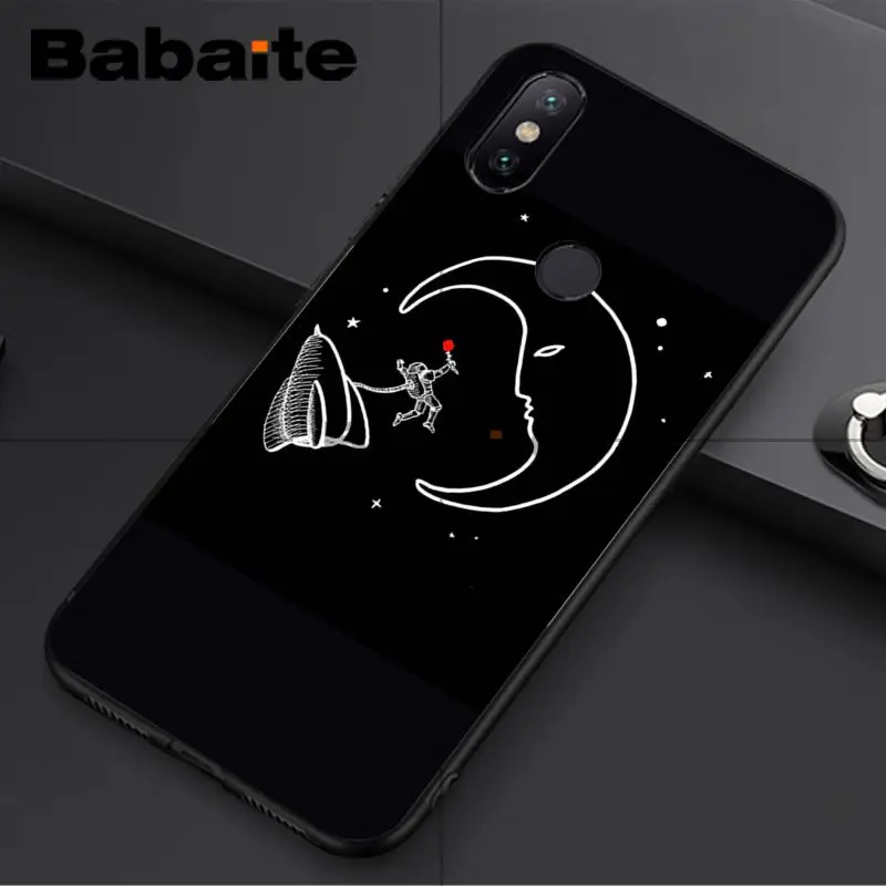 Black With White Moon Stars Space Astronaut