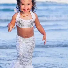 Милый Летний Пляжный хвост русалки купальные костюмы для маленьких девочек комплект бикини купальный костюм Пляжная одежда