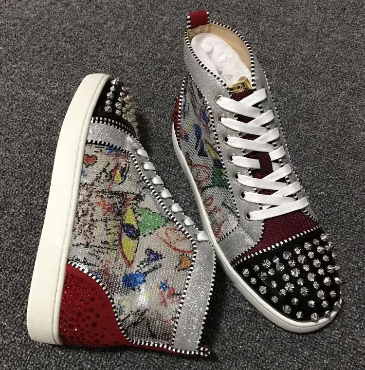 

NEW 2019 Designer Sneakers High top Red Bottom shoes Wholesale Luxury Shoes For Men Women Shoes Leather Sneakers