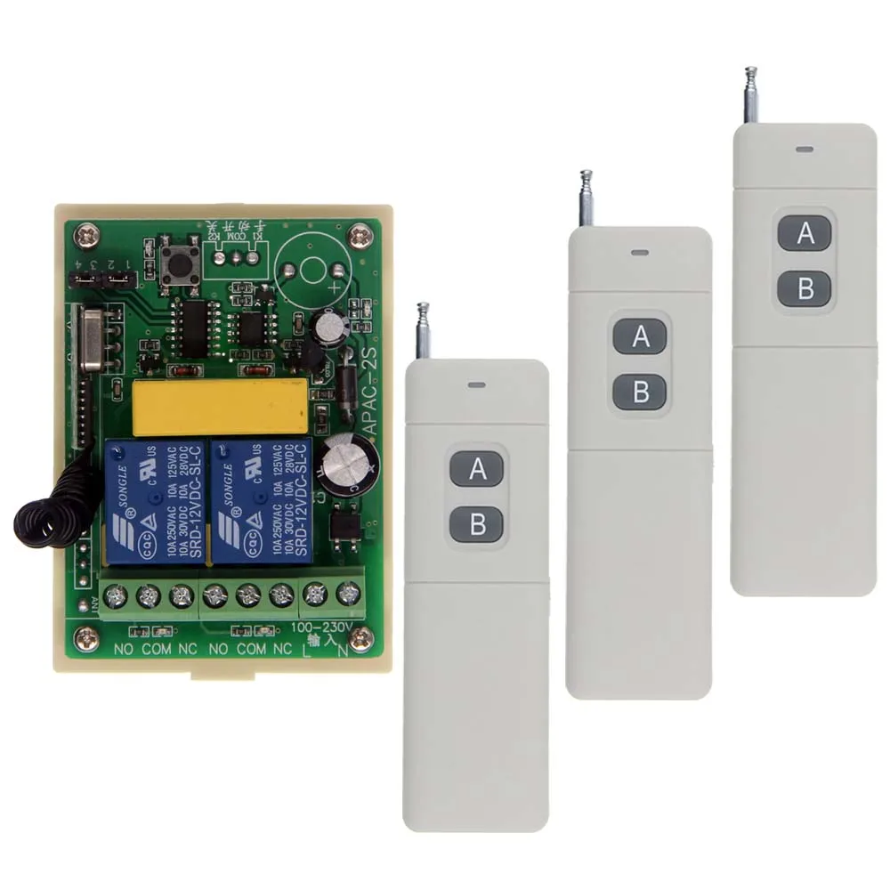 

3000M Long Distance High Power AC 110V -220V 2 CH 2CH RF Wireless Remote Control Light Switch System,Transmitter + Receiver