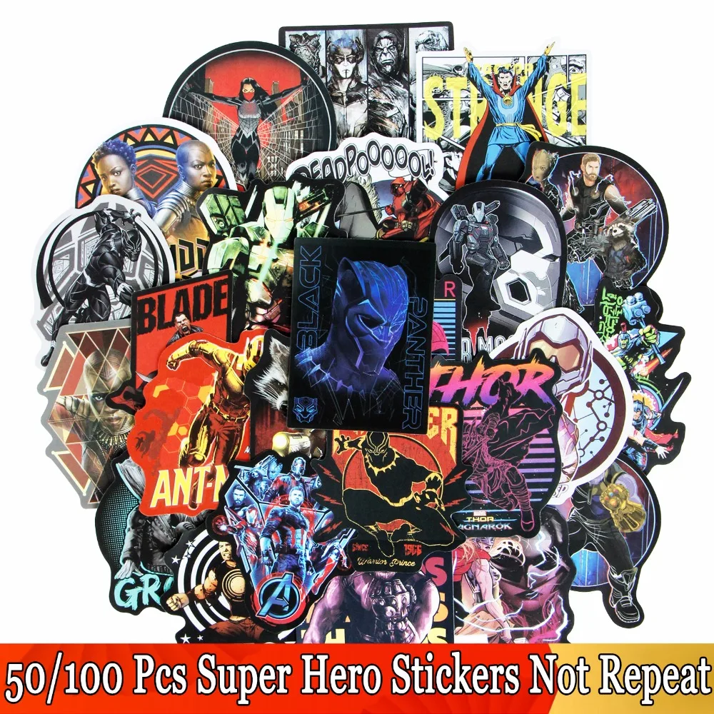عشوائي 50/100 Pcs بارد بطل السوبر JDM ملصقات ل أعجوبة ل المنتقمون الأمتعة محمول Skateboard Guitar الكتابة على الجدران ملصقا DIY لعبة