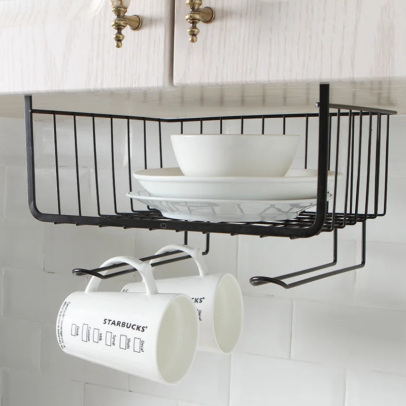 Iron Shelves Organizador Kitchen Racks table Hanging Basket