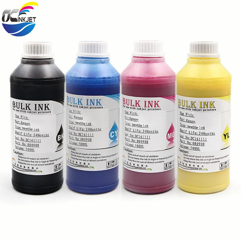 500 ML 4 вида цветов, 4*500 мл чернила для цифровой печати по ткани для Epson R1800 R1900 R2000 R3000 F2000 1390 1400 1410 1430 цифровой принтер чернил, BK C M Y