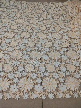 

YG-100103 Embroidered Lace Fabric with pearls for bridal dress Nigerian french net Lace